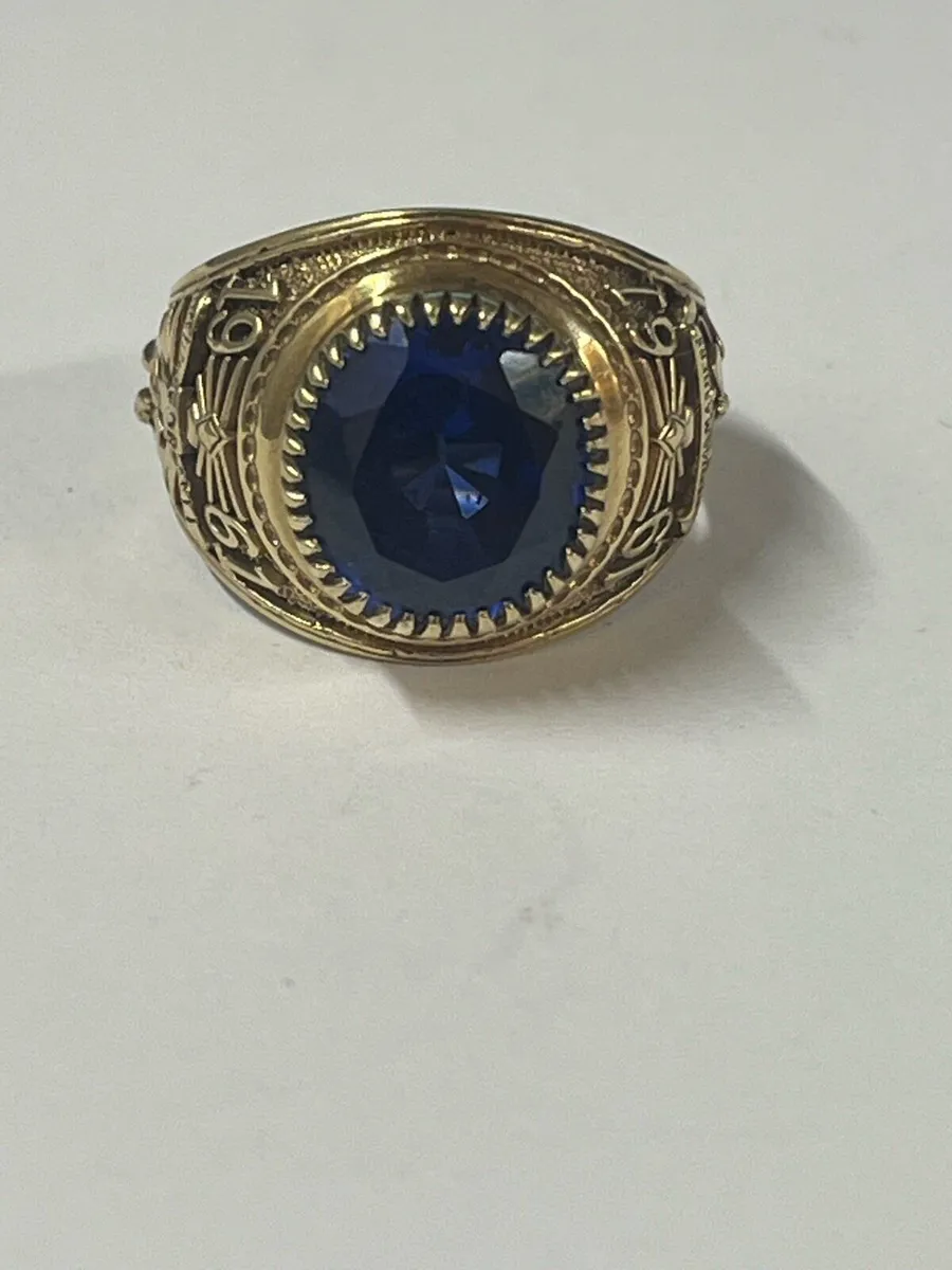 9k gold ring with blue stone - Image 2