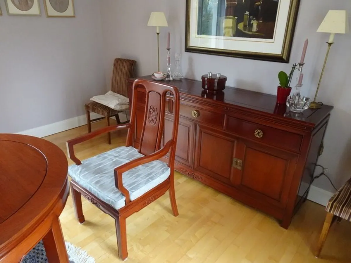 Asian Hard Wood (teak) Hand Made Dining table & 10 Chairs - Image 3