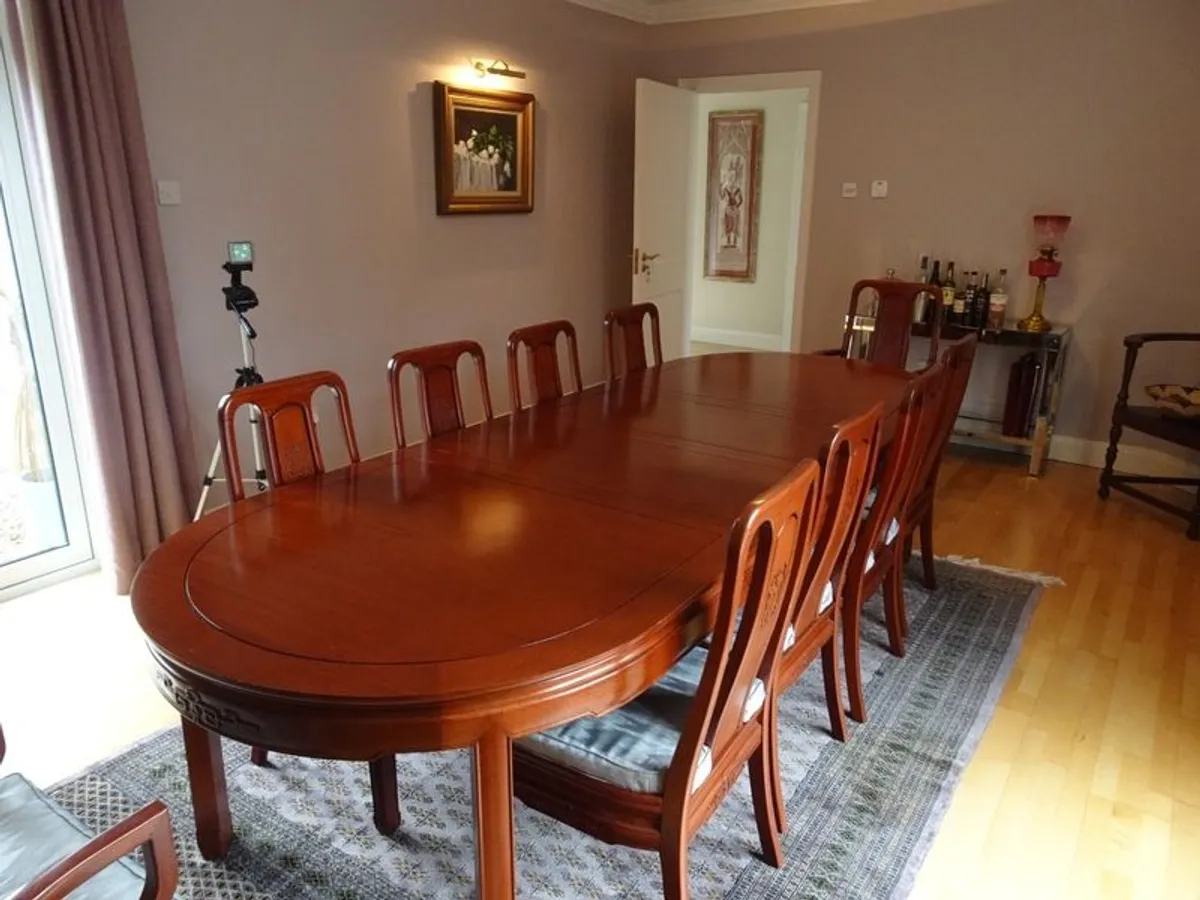 Asian Hard Wood (teak) Hand Made Dining table & 10 Chairs - Image 4