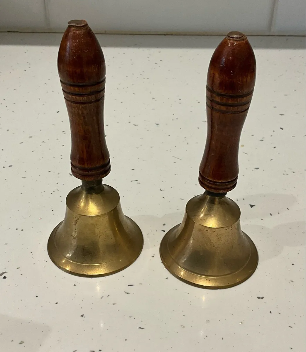 Pr.of Brass Bells with Wooden Handles - Image 1