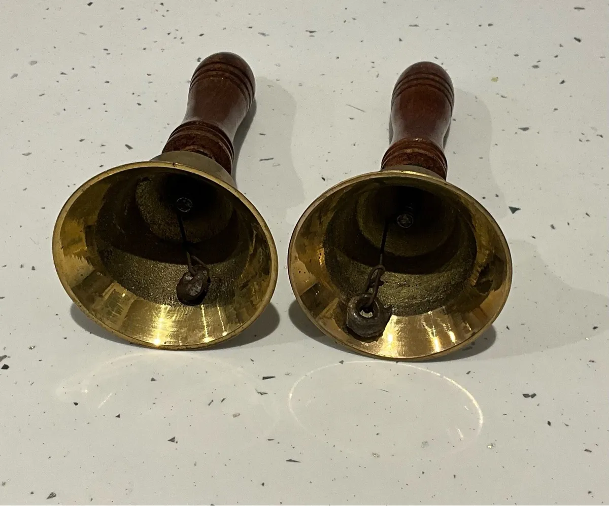 Pr.of Brass Bells with Wooden Handles - Image 2