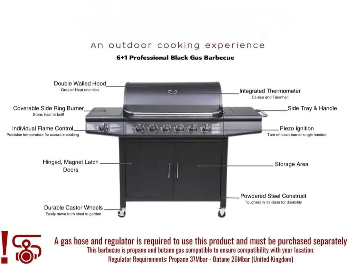7 Burner Gas BBQ Grill with Warming Rack - Image 1