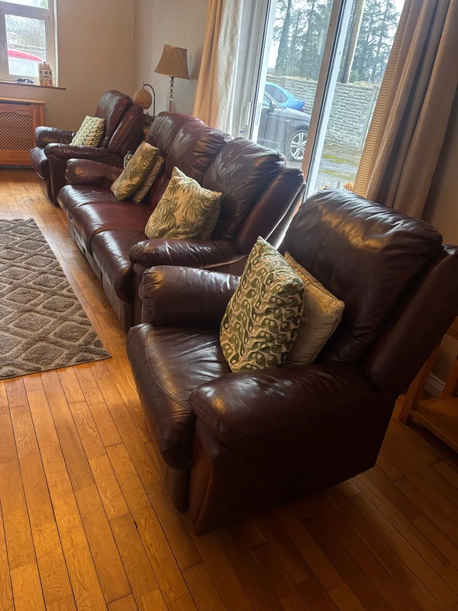 Leather Reclining Couch Set - Image 2
