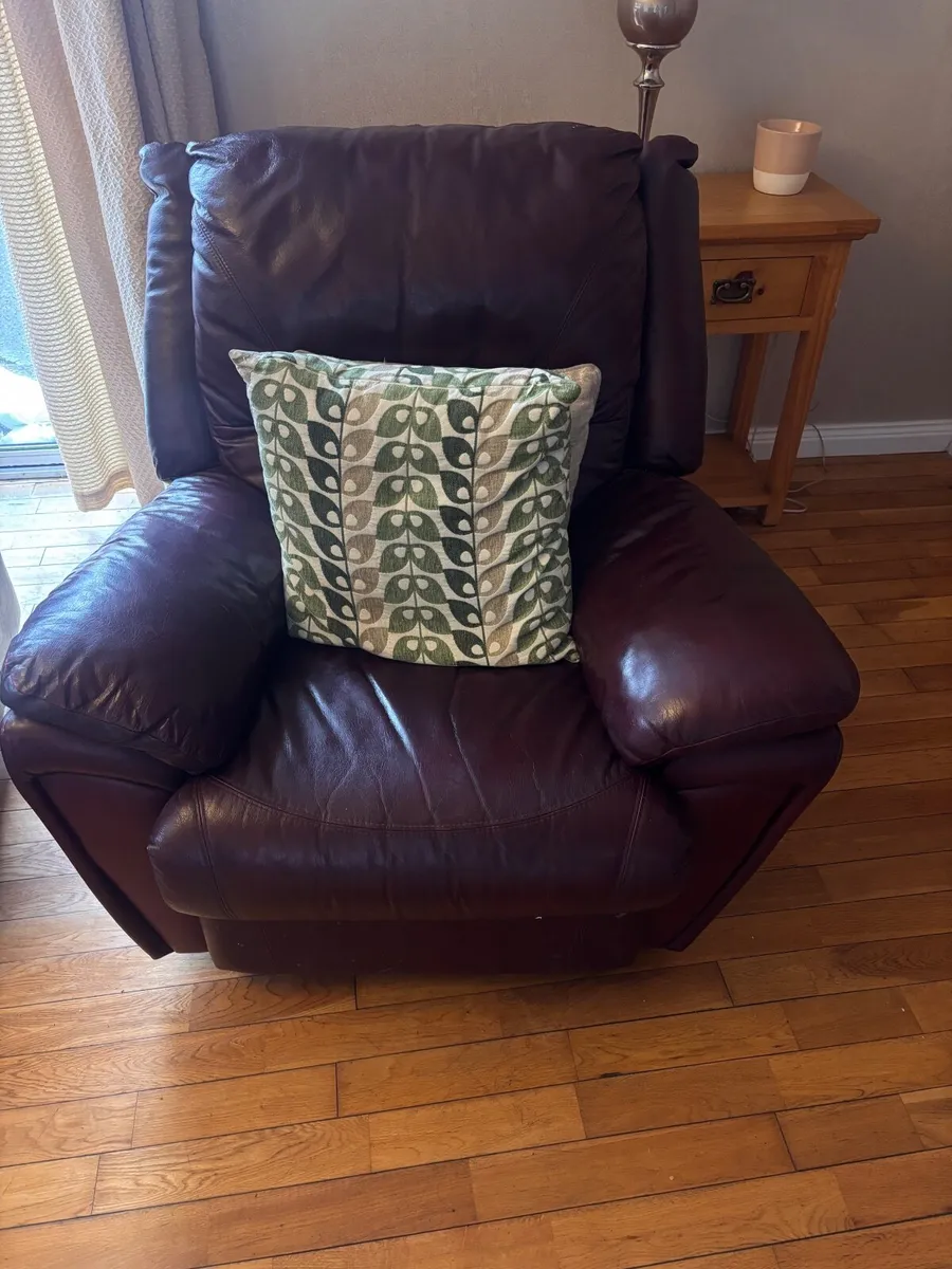 Leather Reclining Couch Set - Image 3