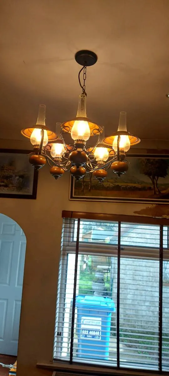 Vintage 5 Arm lantern style ceiling light - Image 2
