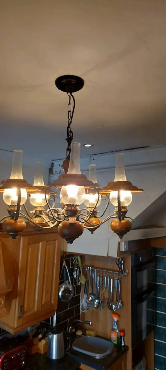 Vintage 5 Arm lantern style ceiling light - Image 3