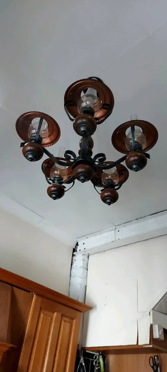 Vintage 5 Arm lantern style ceiling light - Image 4