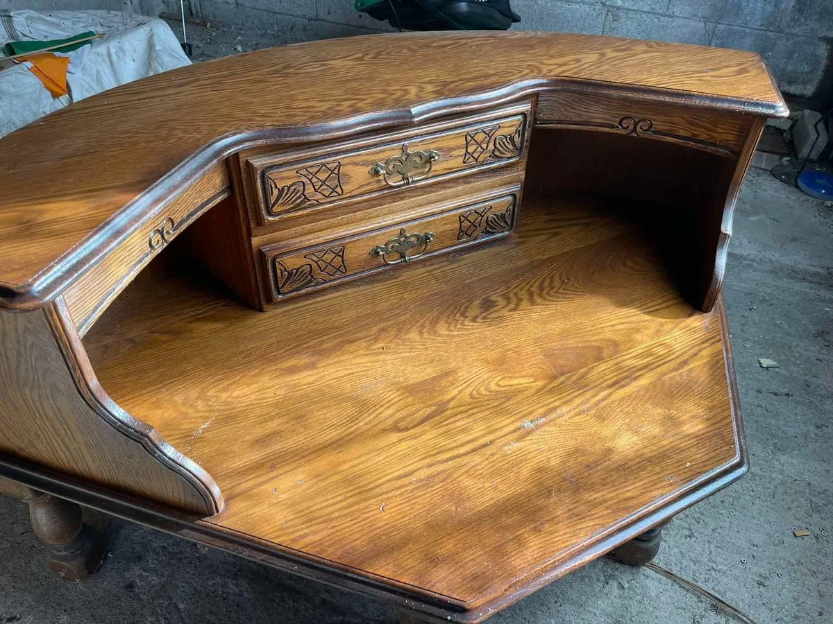 Solid antique wooden corner desk - Image 2