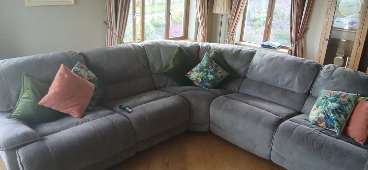 Brown L shaped  recliner couch - Image 3