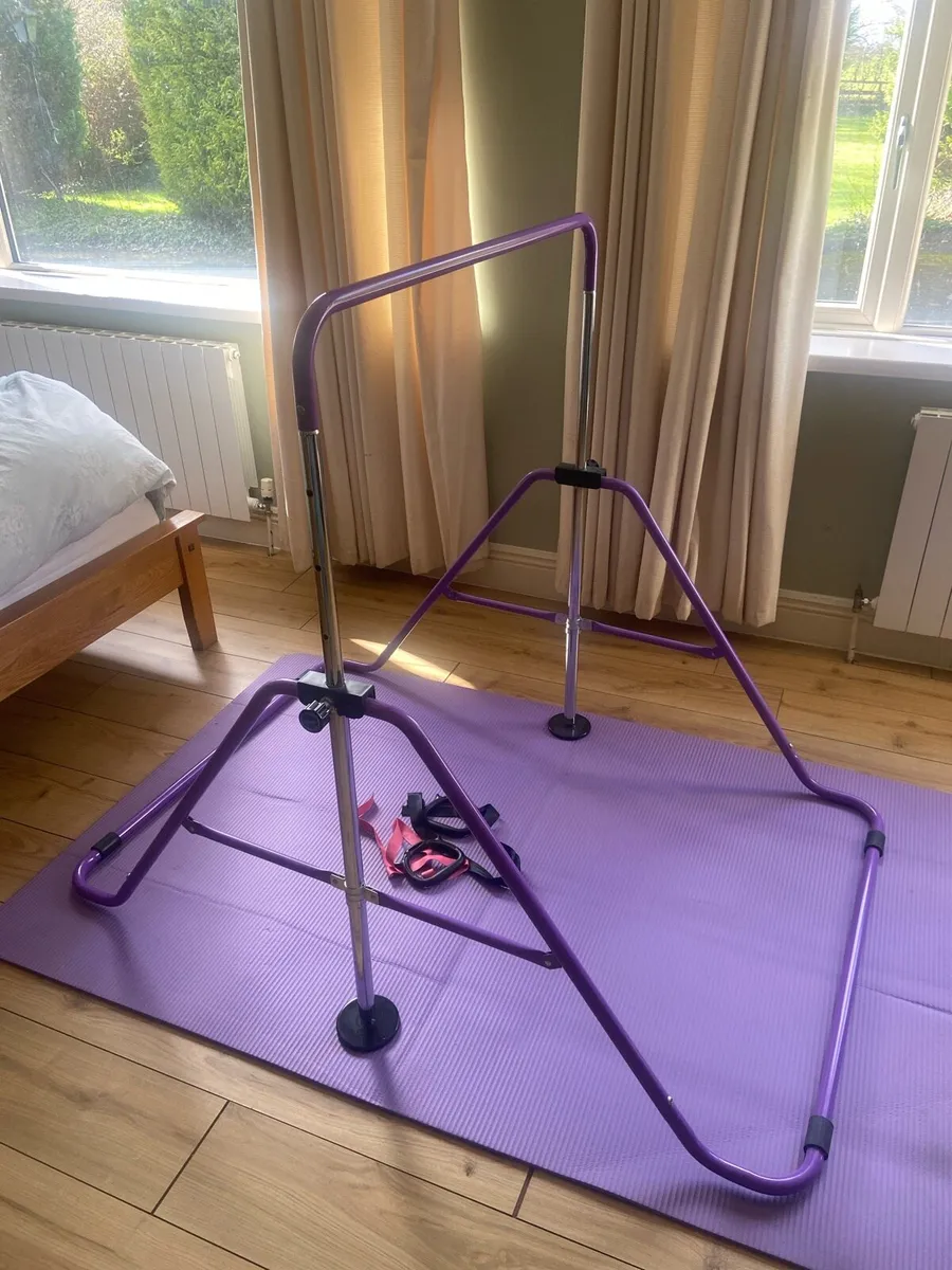 Kids gymnastics bars with mat - purple - Image 1