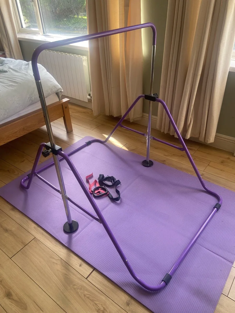 Kids gymnastics bars with mat - purple - Image 2