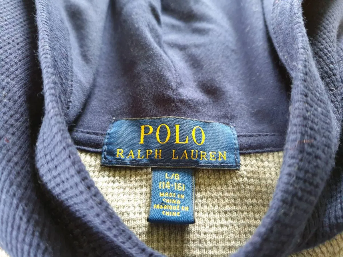 Ralph Lauren Boys Sweatshirt Gray Hoodie Navy - Image 3