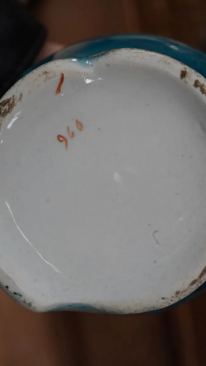 Victorian Turquoise Floral Ceramic Jugs - Image 3