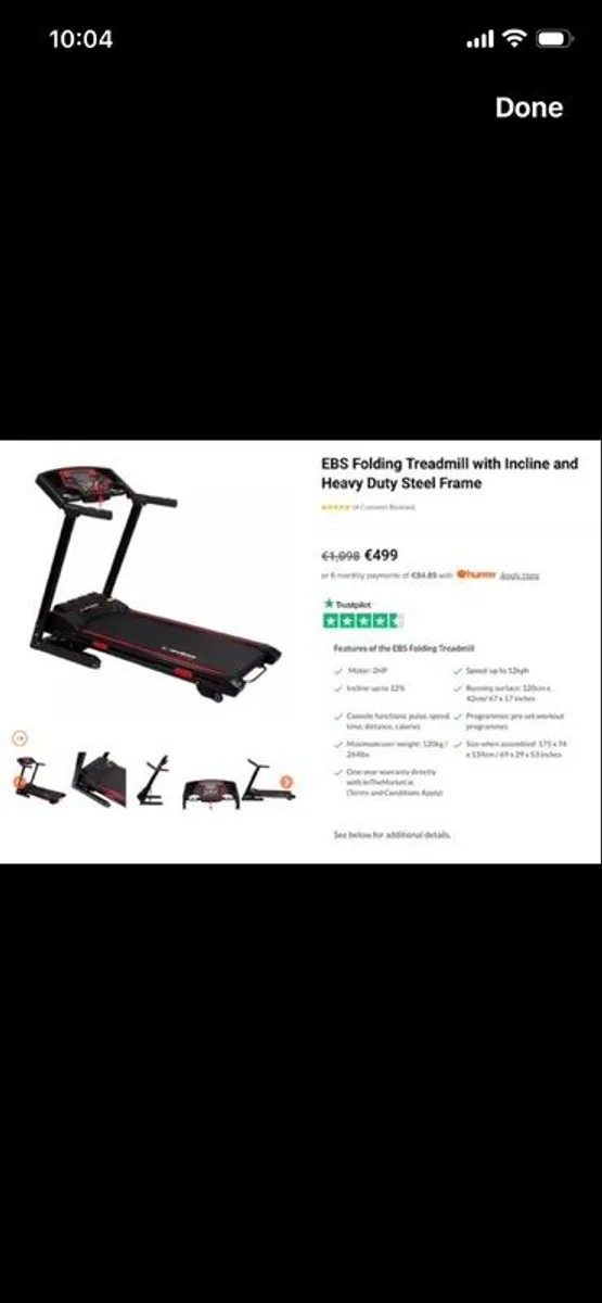 Treadmill - EBS folding treadmill with incline - Image 2