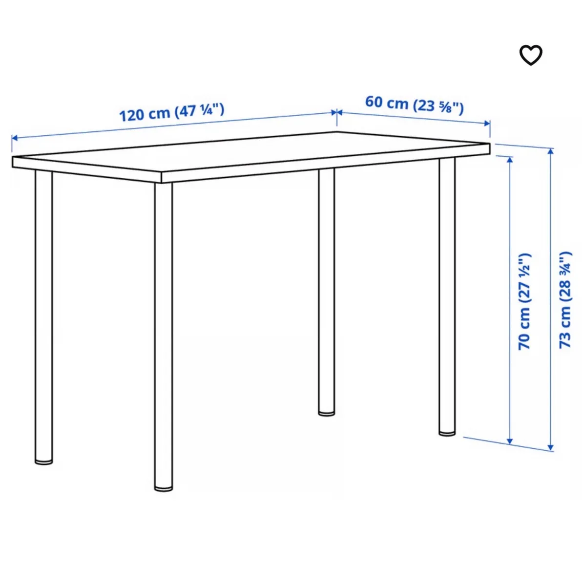 Ikea Linnmon Table with 4 Adils Legs - Image 3