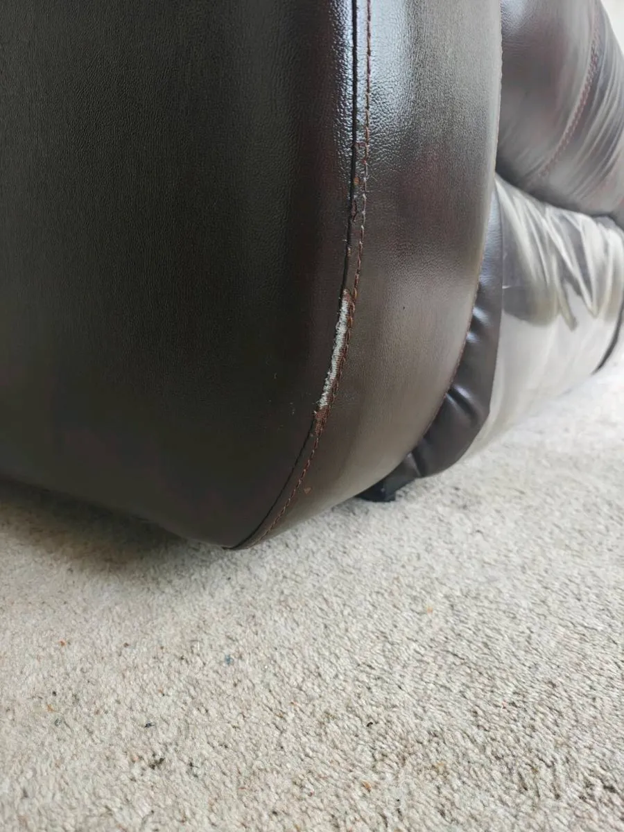 Brown leather reclining sofa - Image 3