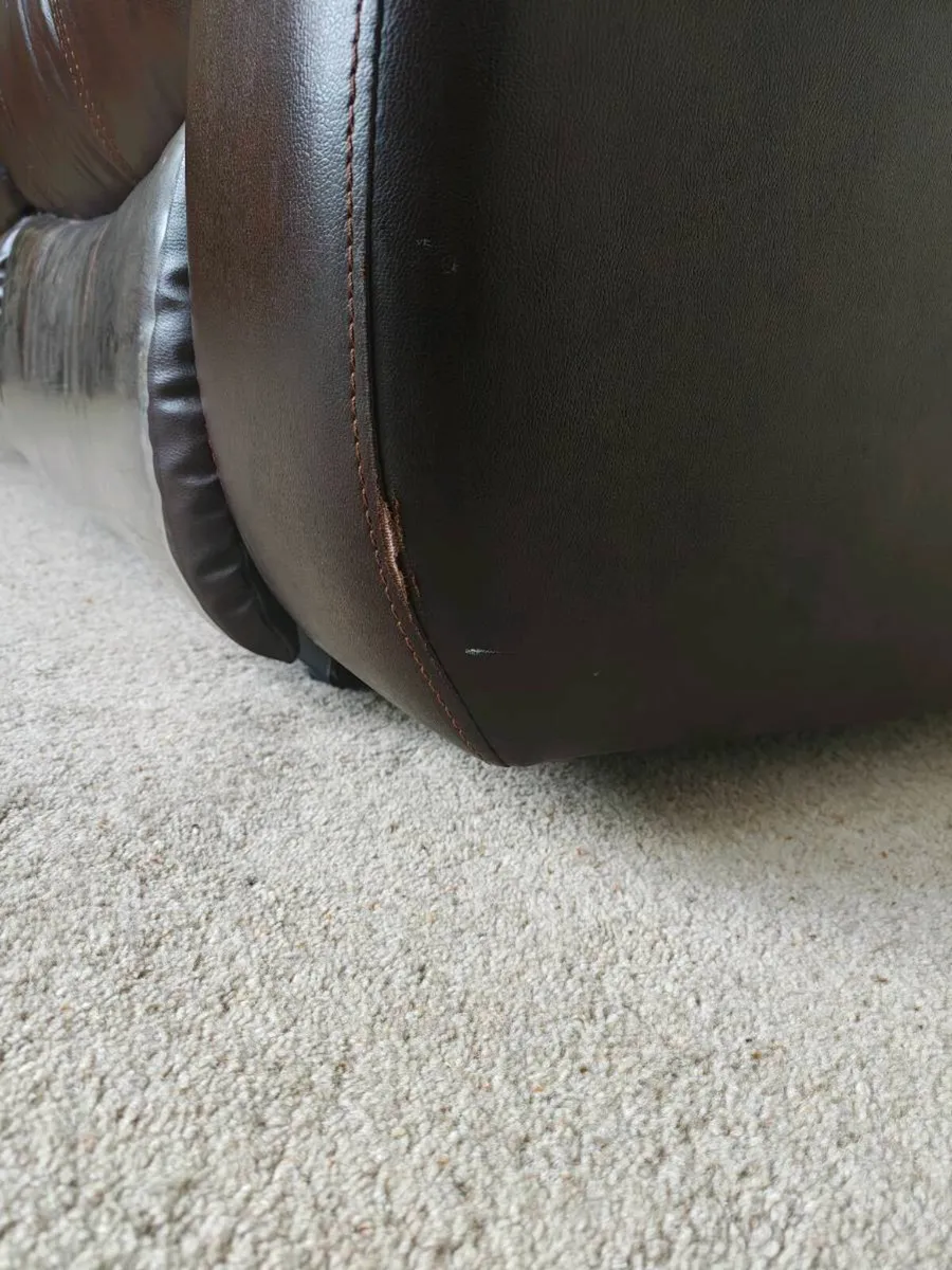 Brown leather reclining sofa - Image 4