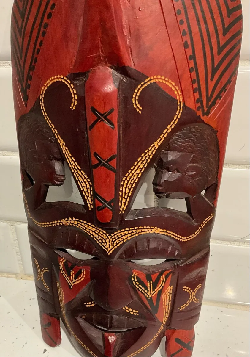 African Hand Carved Mask - Image 1
