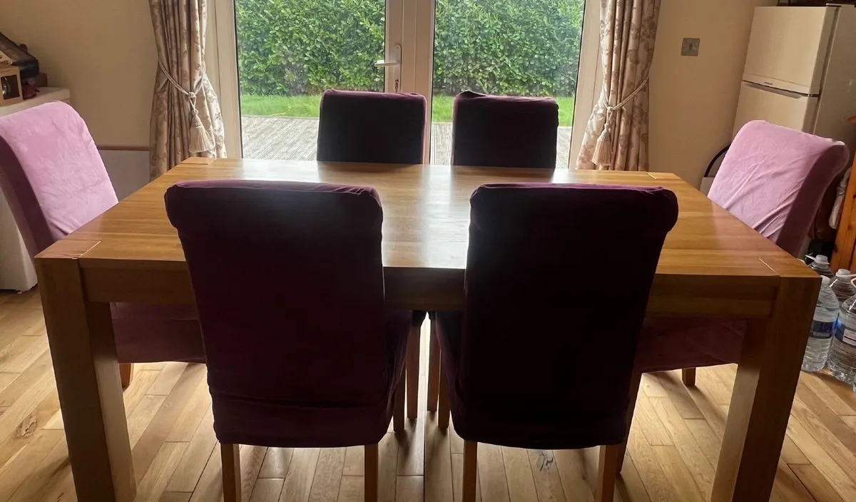 Oak dining table & 6 chairs - Image 3