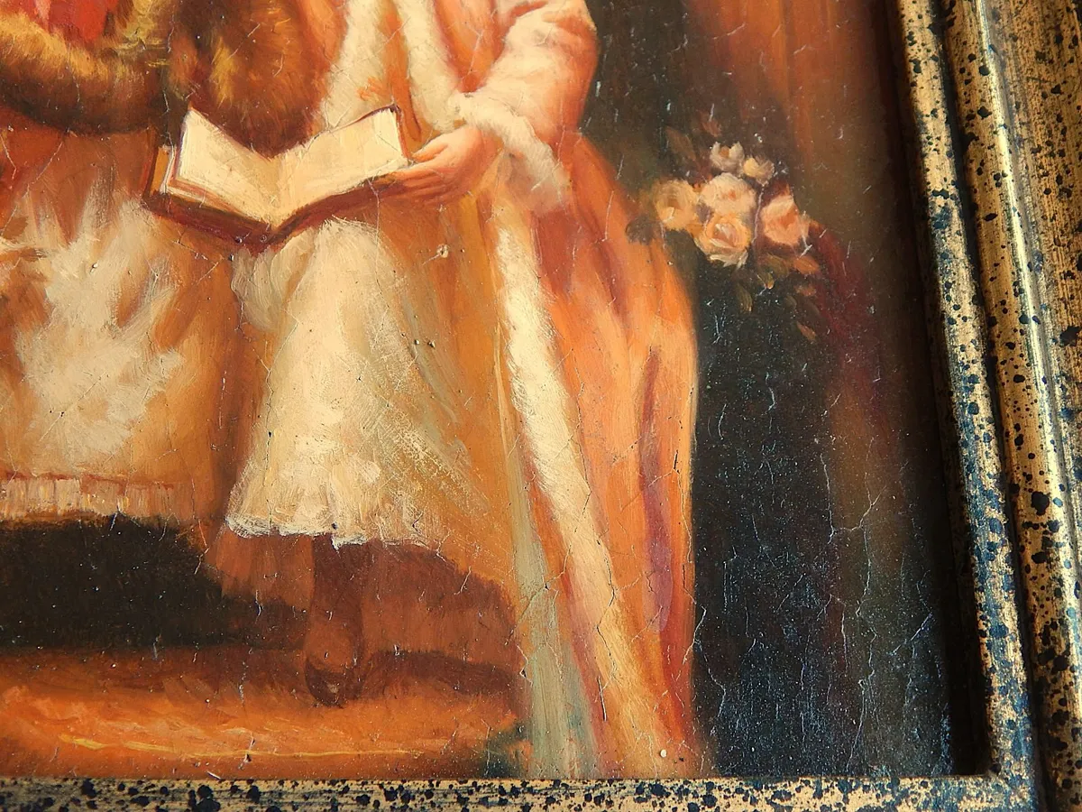 Oleograph Style Print in Ornate Wood Frame - Image 4