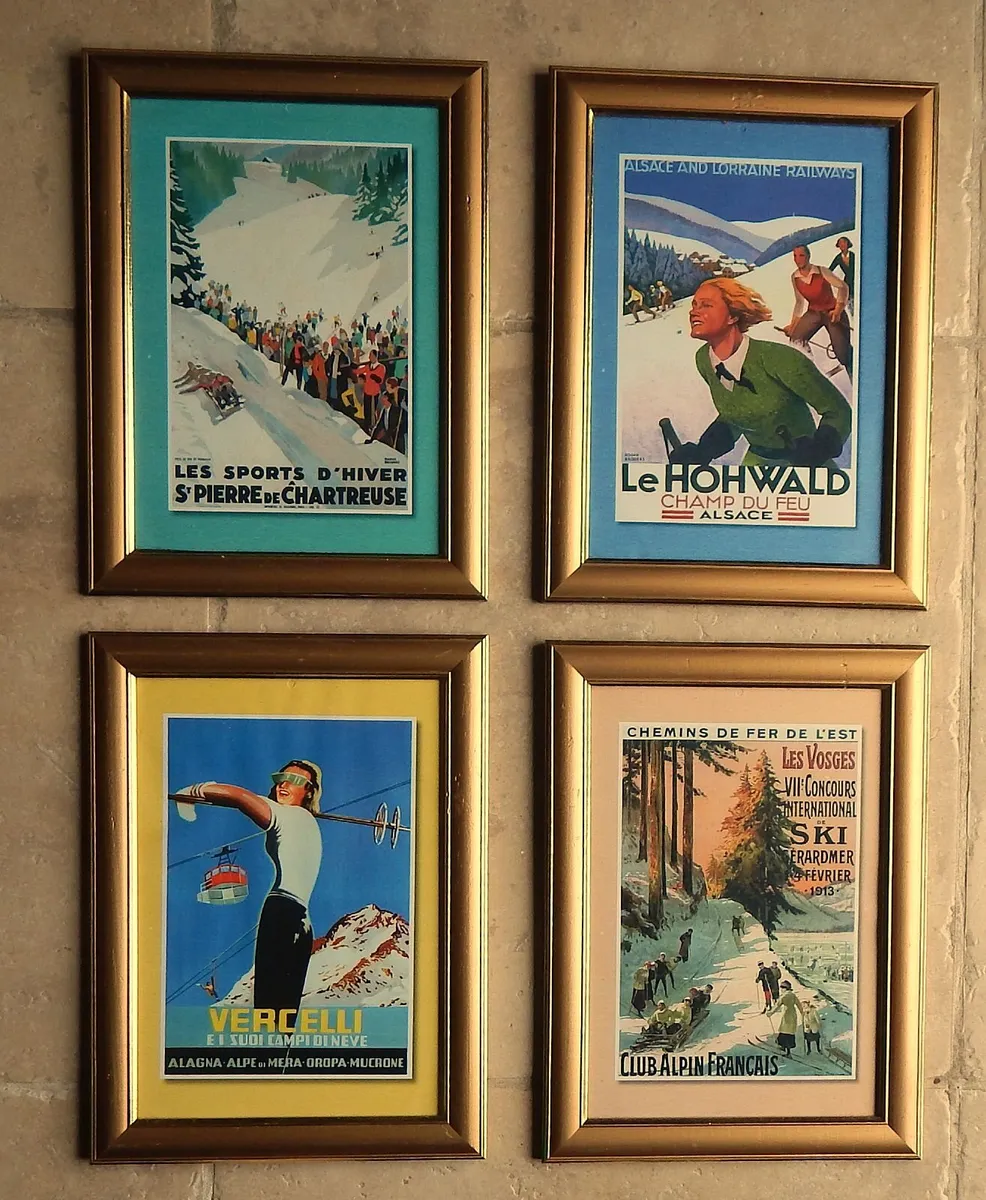 4 Reproduction Winter Sports Travel Posters - Image 1
