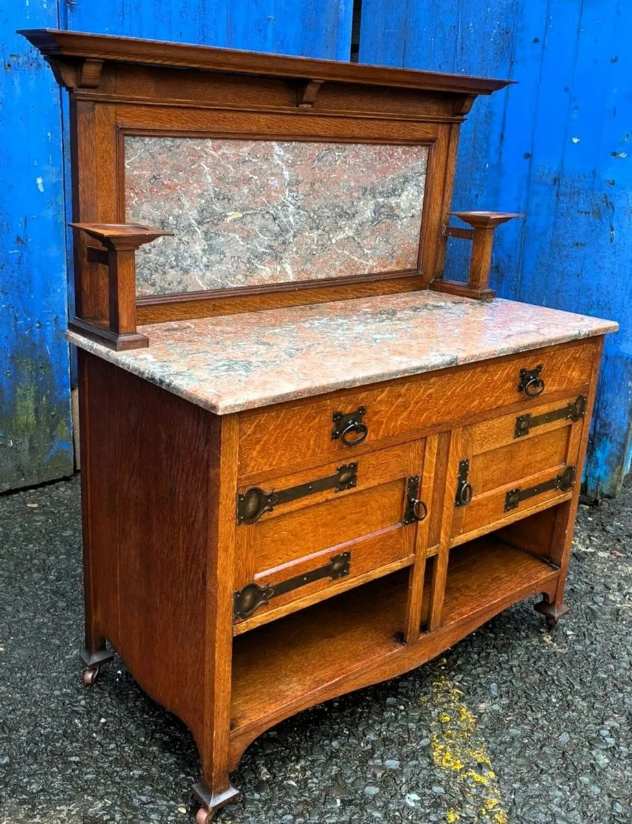 Arts & Crafts Oak Washstand - Image 2