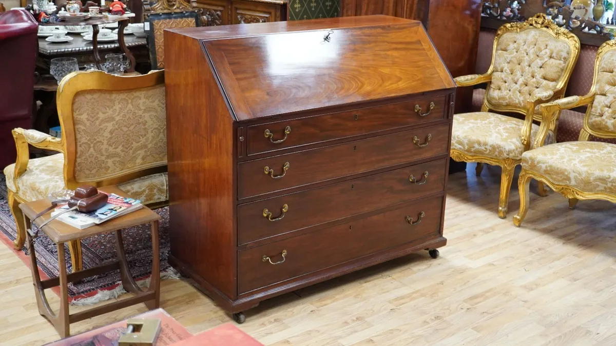 Large Victorian slant-front bureau chest - Image 1