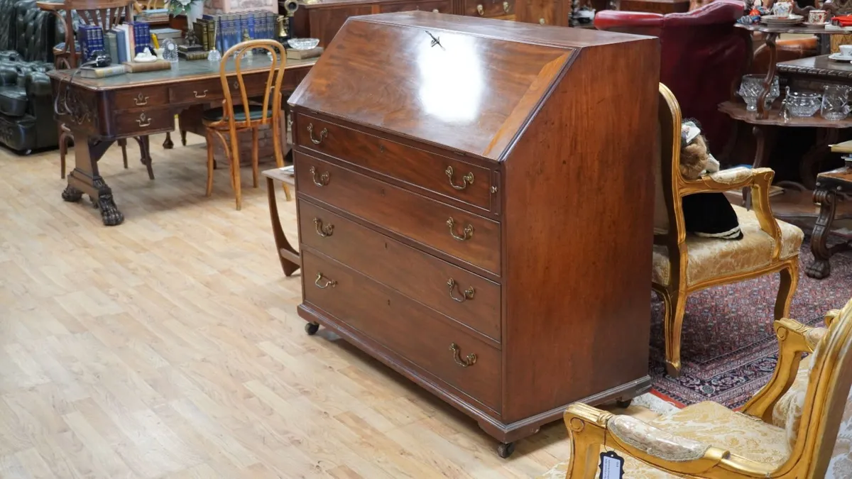 Large Victorian slant-front bureau chest - Image 2