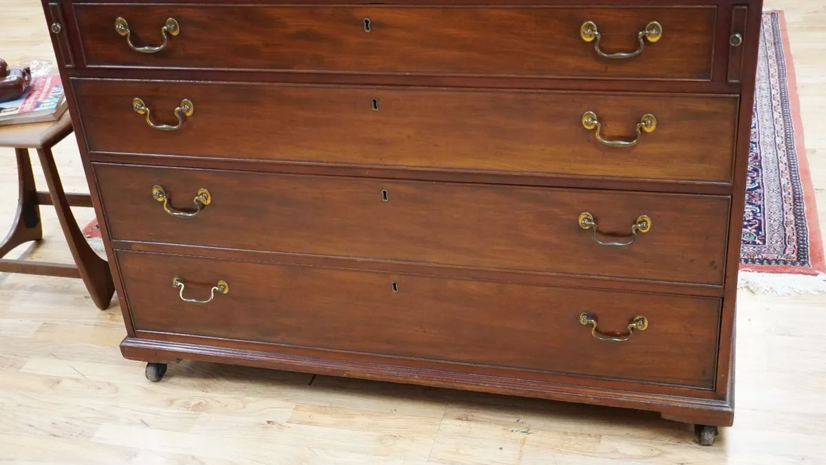 Large Victorian slant-front bureau chest - Image 4