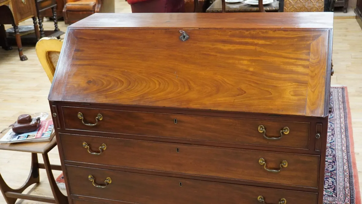 Large Victorian slant-front bureau chest - Image 3