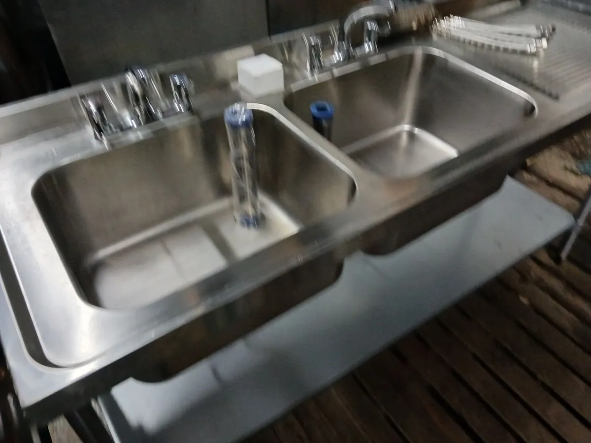 Staneless steel cabbinet double sink unit complete - Image 4