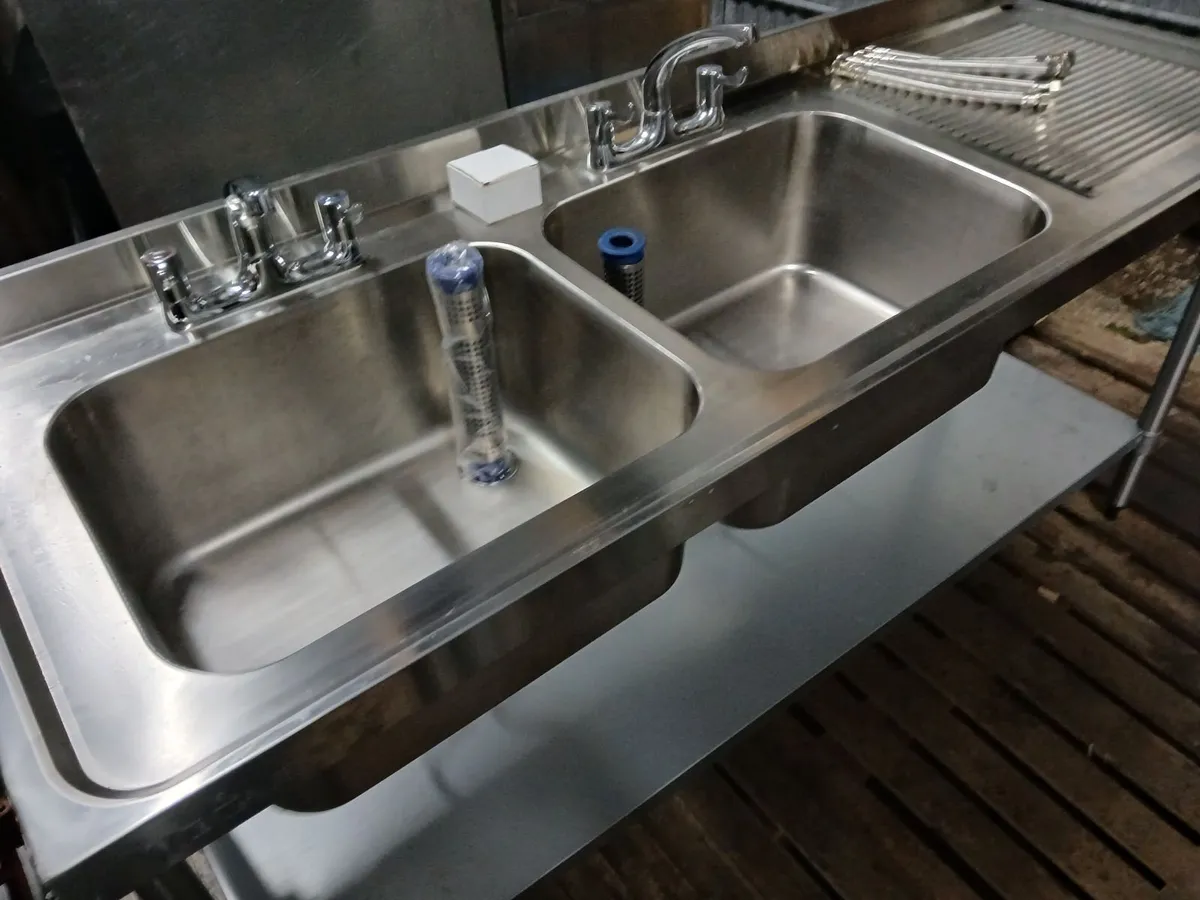 Staneless steel cabbinet double sink unit complete - Image 2