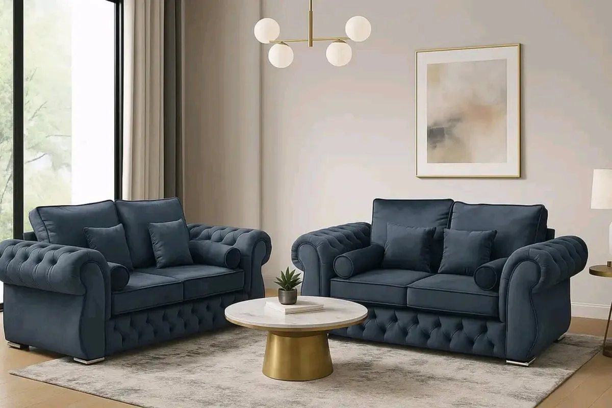 Rio Chesterfield 3+2 Seater Fullback Cushions Sofa - Image 4