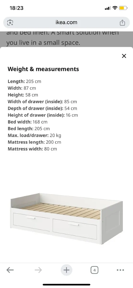 Ikea extendable Bed with storage - Image 2