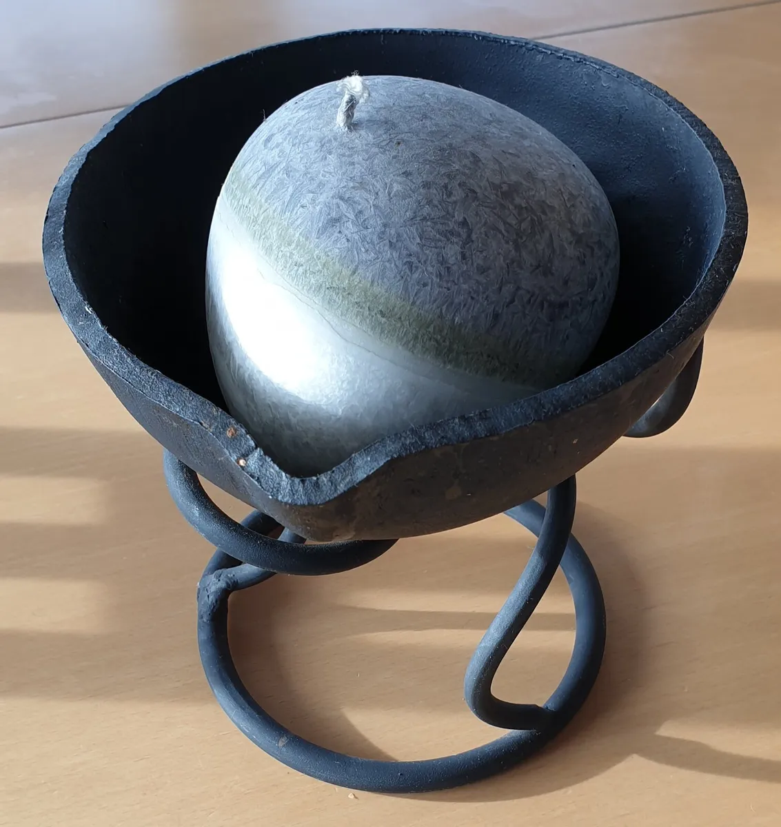 Irish Handmade Wrought Iron Candle Holder & Candle - Image 2