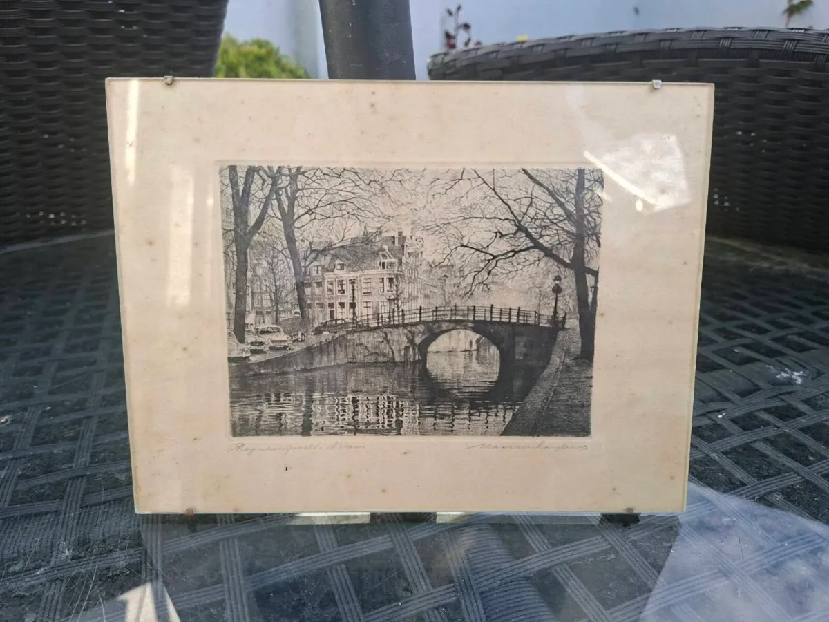 Collectible Original Antique Etching  - signed - Image 1