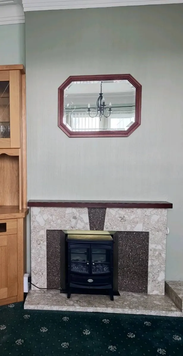 Octagonal wall mirror with decorative wooden frame - Image 3