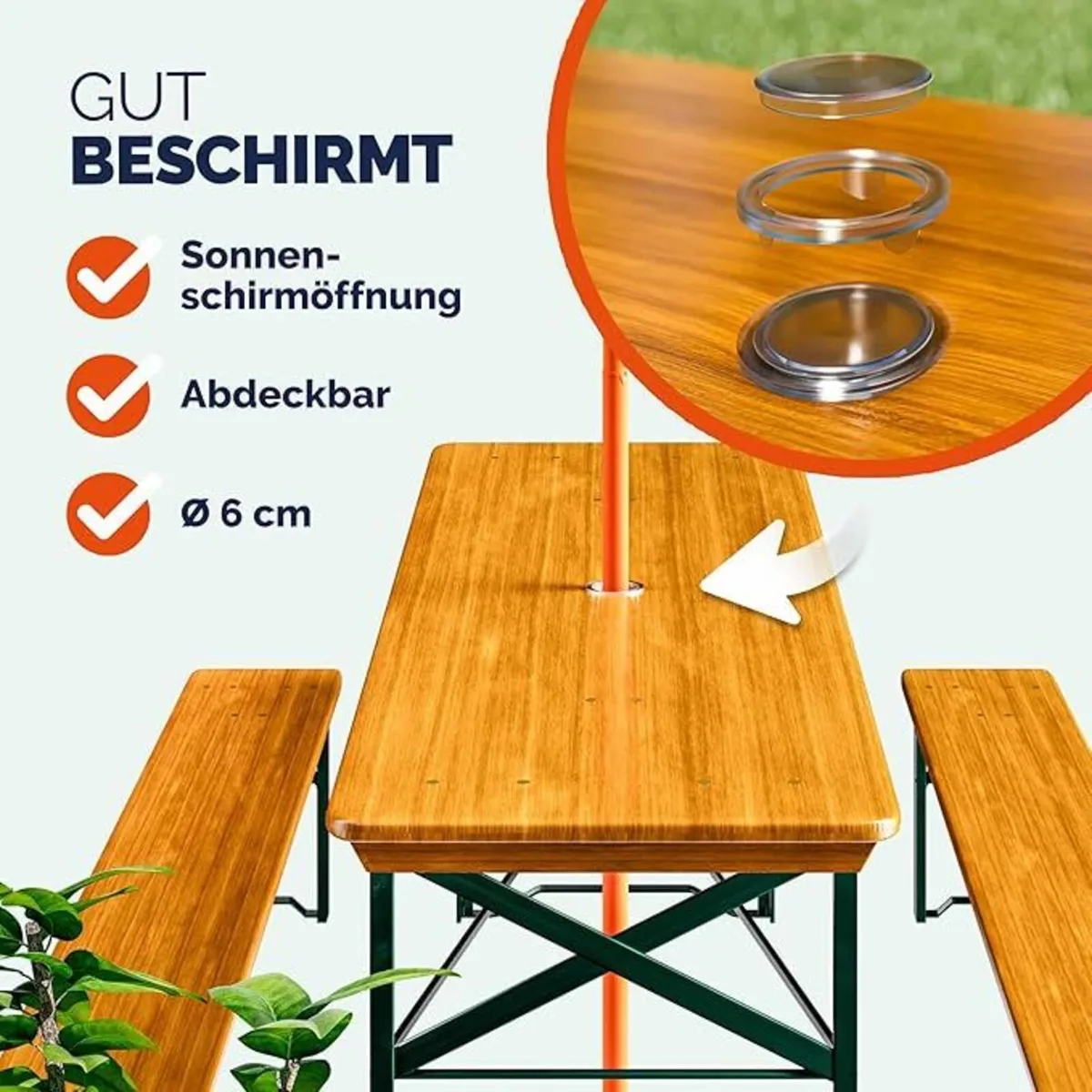 Wooden Folding table and two benches picnic set (3 - Image 3
