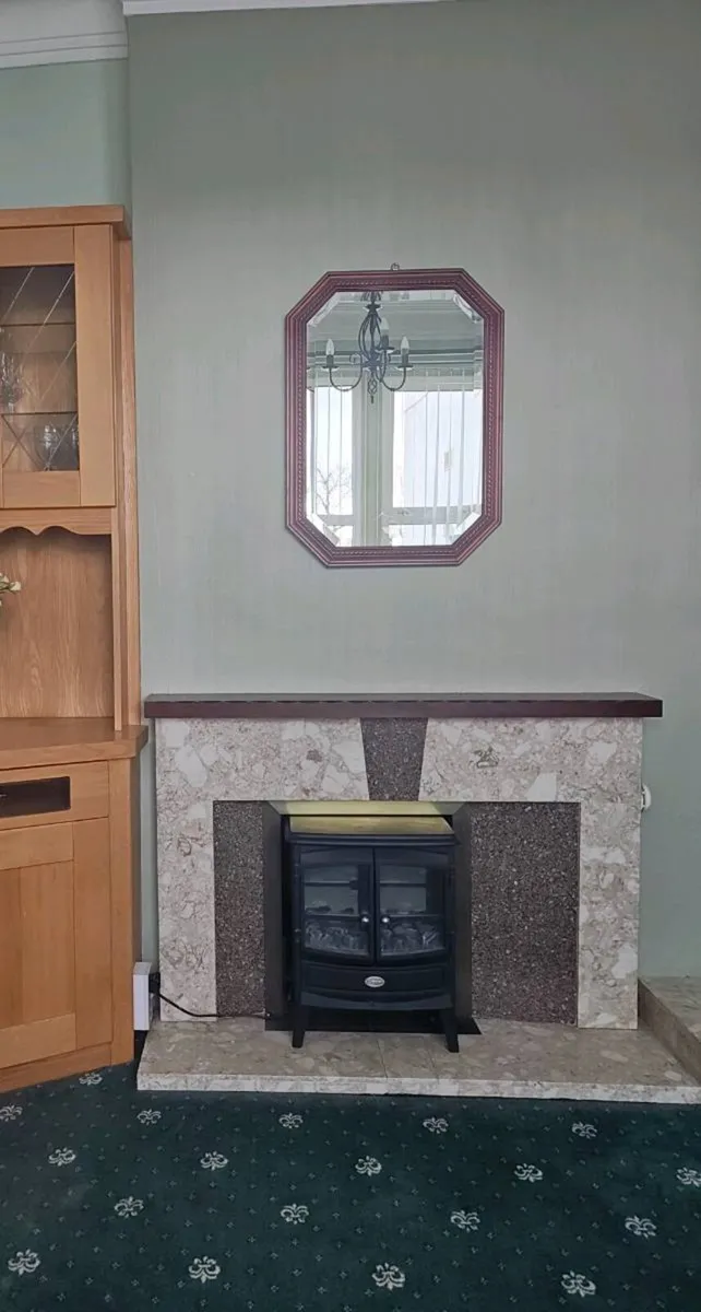 Octagonal wall mirror with decorative wooden frame - Image 2