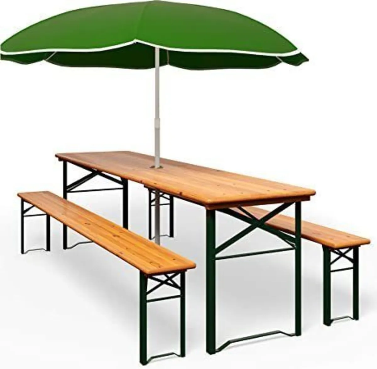 Wooden Folding table and two benches picnic set (3 - Image 1
