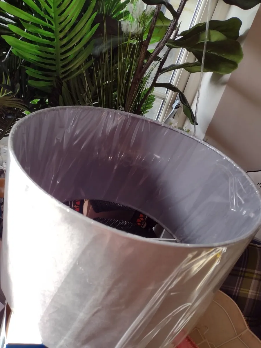 New large pale grey velvet lamp/ceiling shade - Image 3