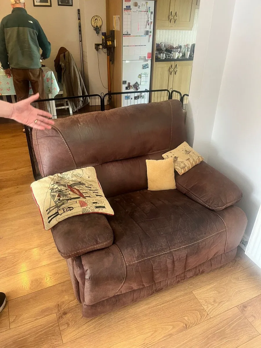 Suede suite sofa and armchair - Image 1