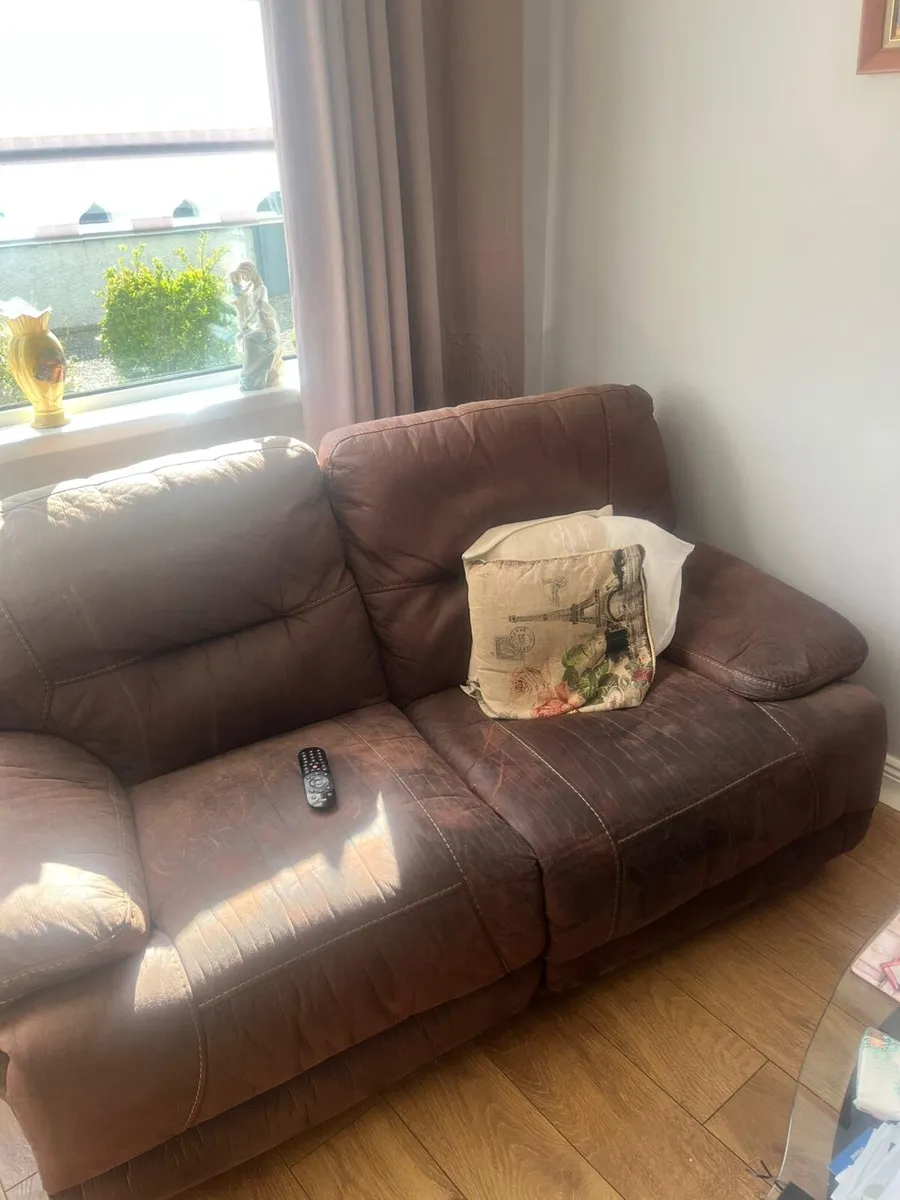 Suede suite sofa and armchair - Image 2