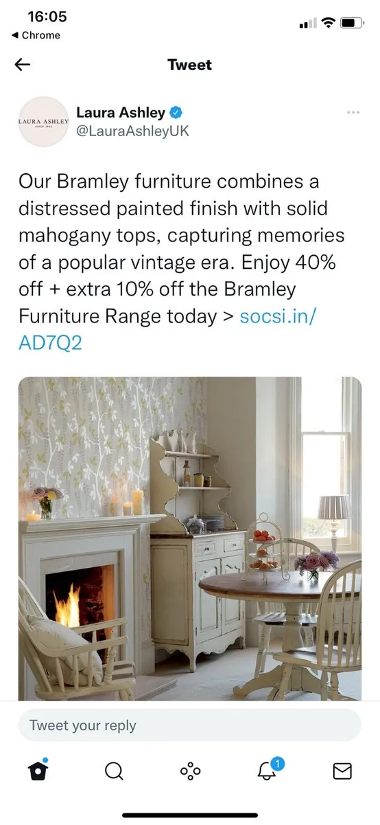 Laura Ashley Dining Table and 6 chairs - Image 2