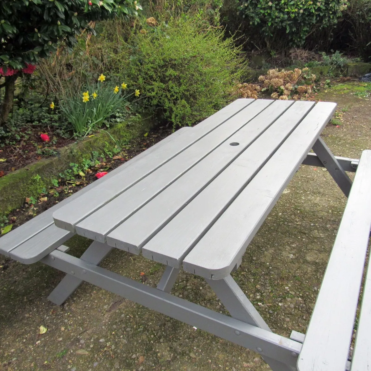 Large Garden Picnic Table with Benches - Image 4