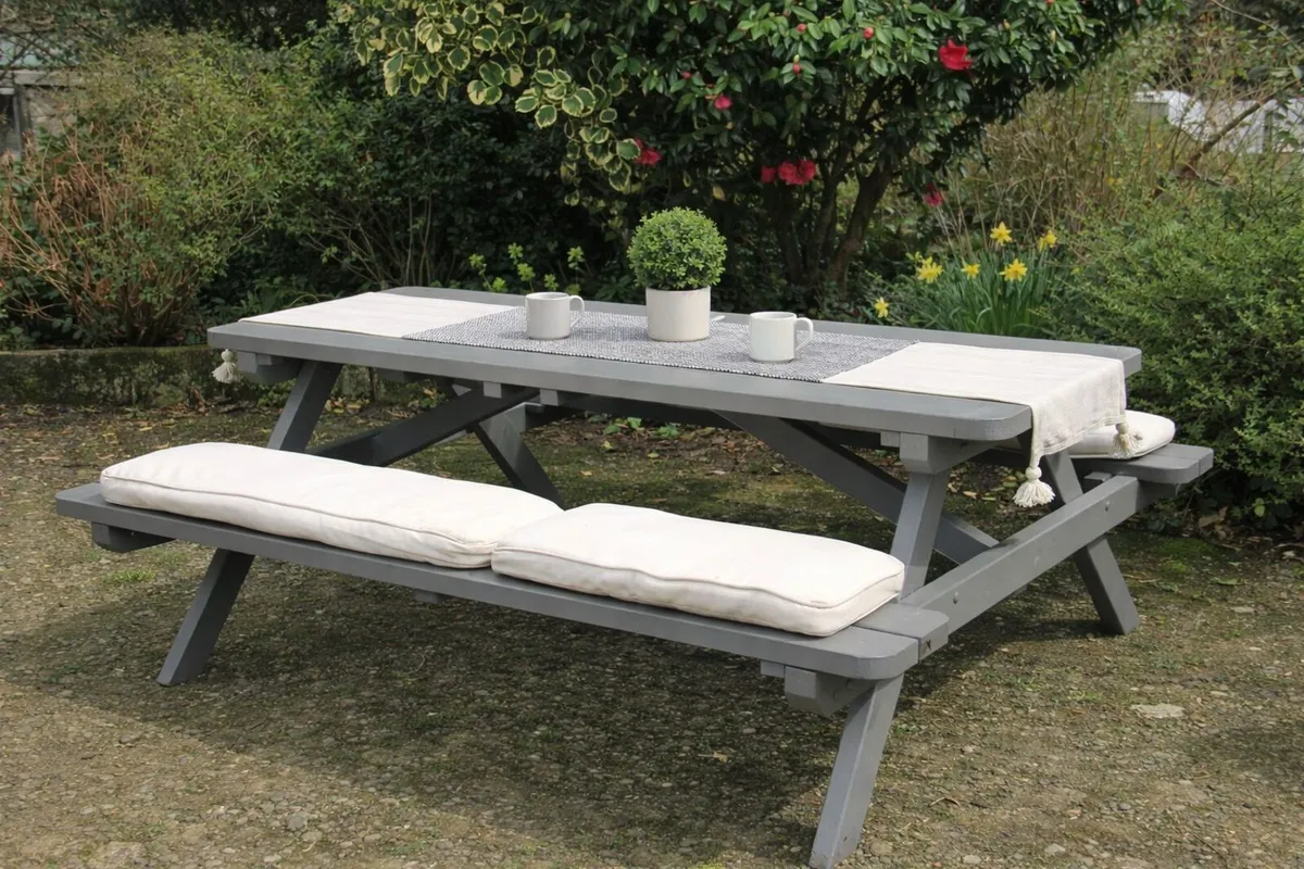 Large Garden Picnic Table with Benches - Image 1