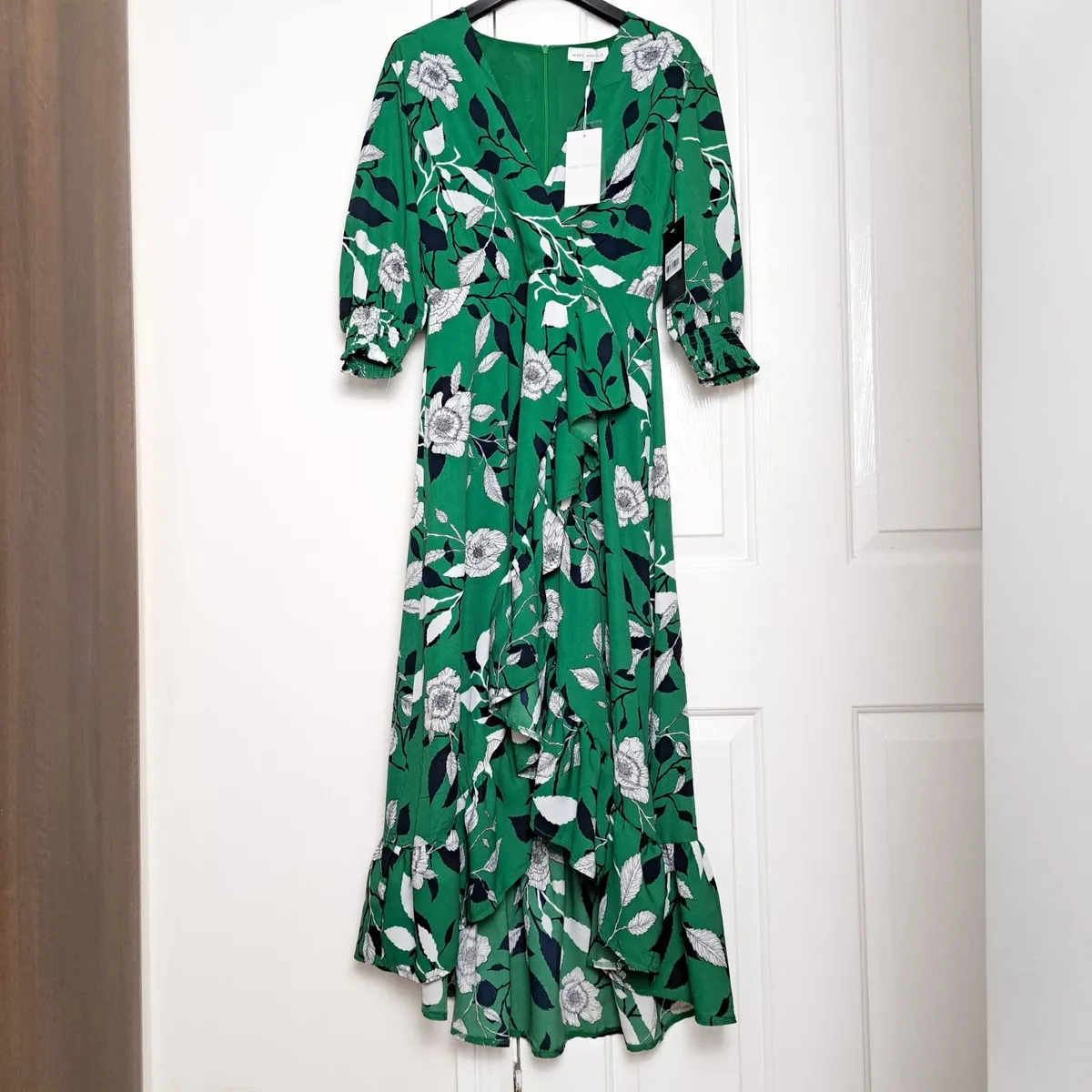 Marc Angelo Green Floral Midi Dress Summer 8UK - Image 1