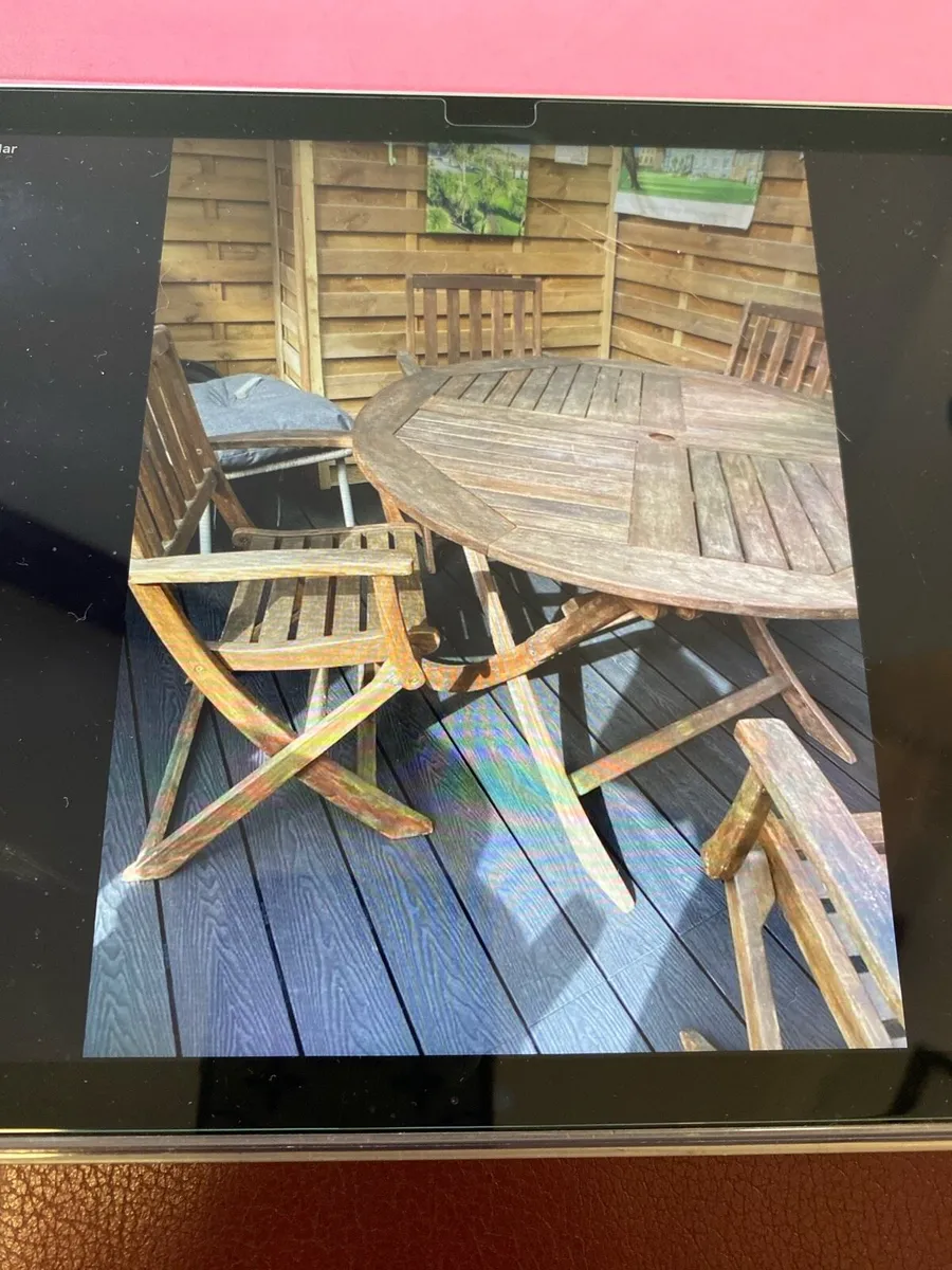 Solid wood patio table and four chairs - Image 1