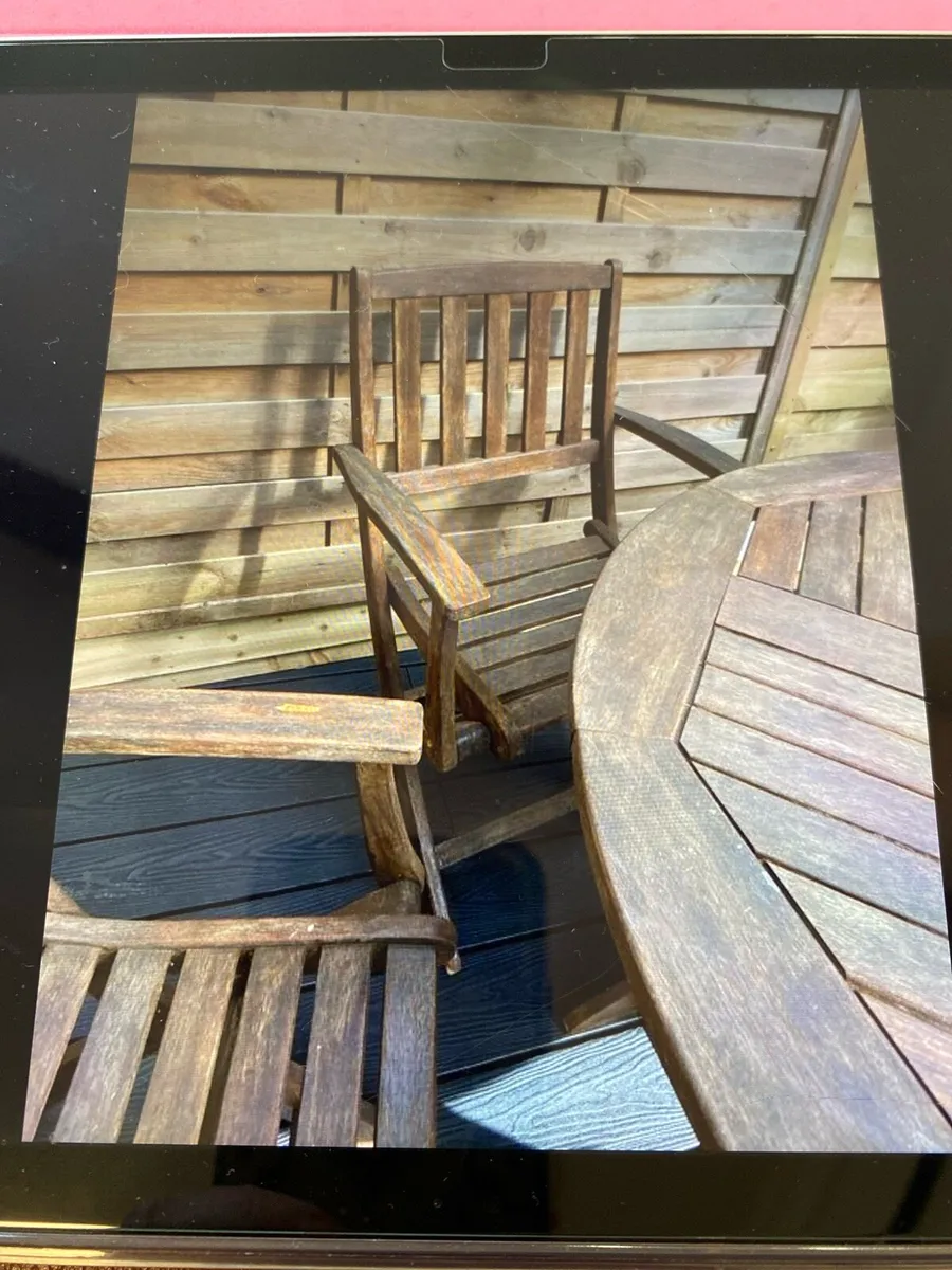 Solid wood patio table and four chairs - Image 2