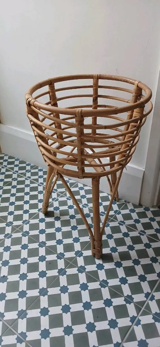 Vintage Rattan Plant Stand - Image 2